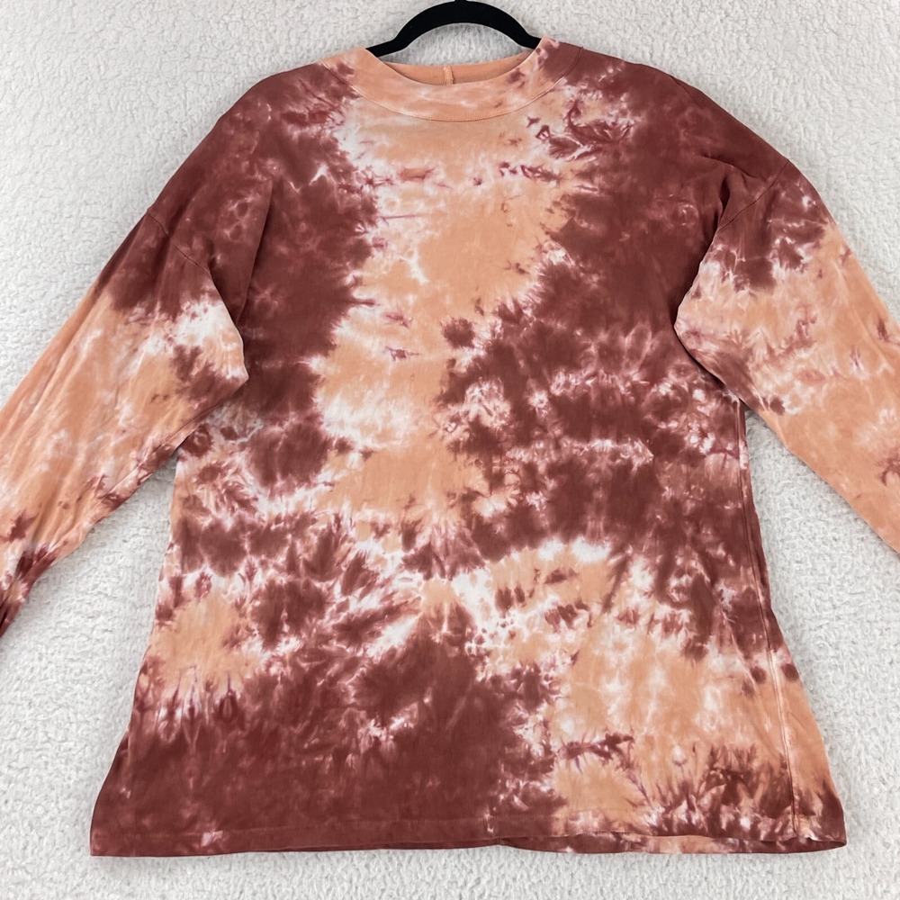 We the Free People Be Free T-Shirt Women Small Orange Tie-Dye Long Sleeve Casual - Picture 2 of 13